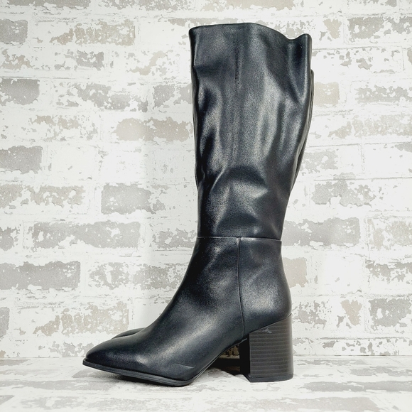 NEW Nordstrom RACK Virginia Block Heel Tall Boot In Black C148 - Picture 1 of 12